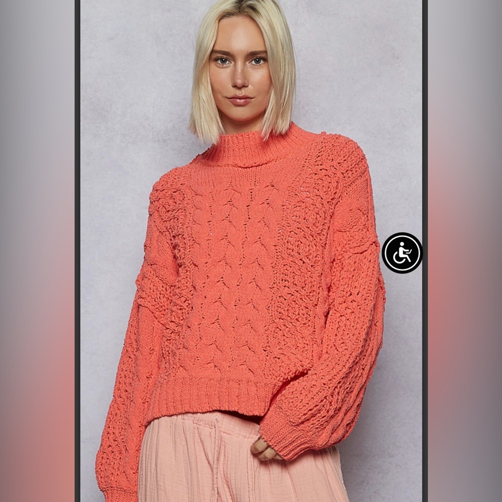 POL Women's Coral Cable Knit Sweater